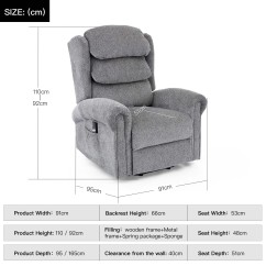 Medina Dual Motor Rise Recline Chair - Grey